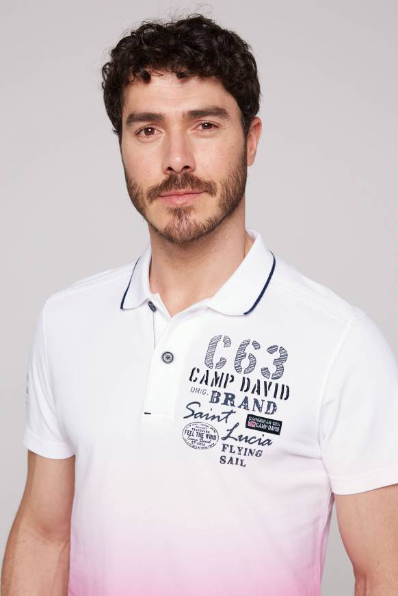 Soccx Pikee-Polo Dip Dye mit Logo Artworks opticwhite / pink punch Valentinstagsangebot
