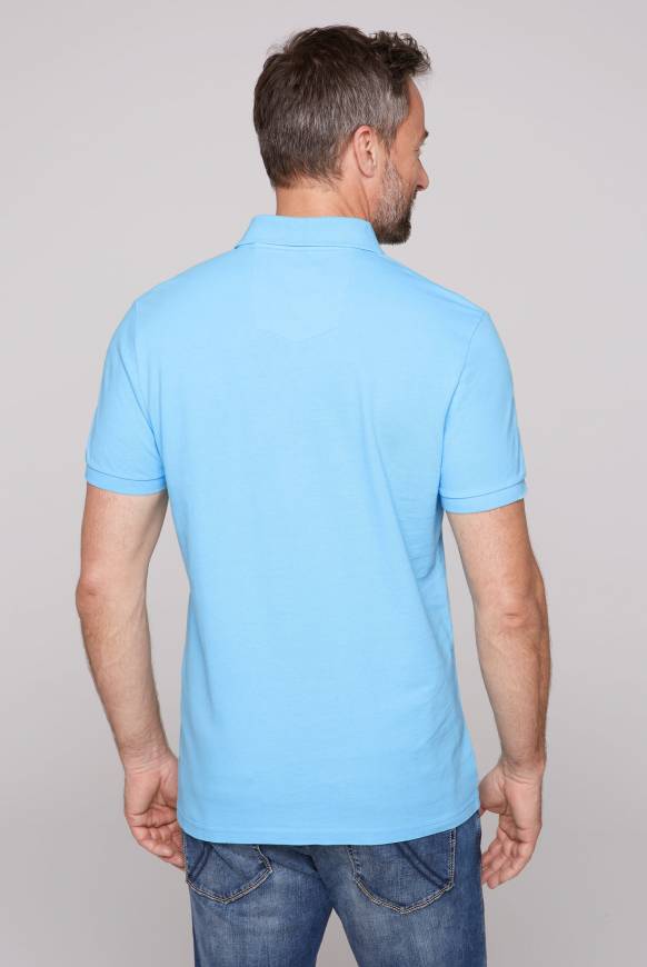 Soccx Kurzarmpolo aus Pikee mit Label Print aqua Heißer Verkauf