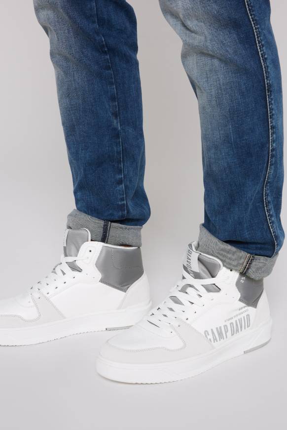 Soccx Hightop Sneaker im Materialmix mit Rubber Logos white Zeitlich begrenztes Angebot