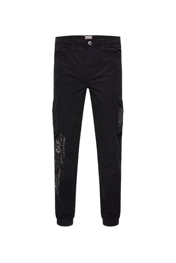 Soccx Leichte Cargohose mit Label Prints black Sonderangebote