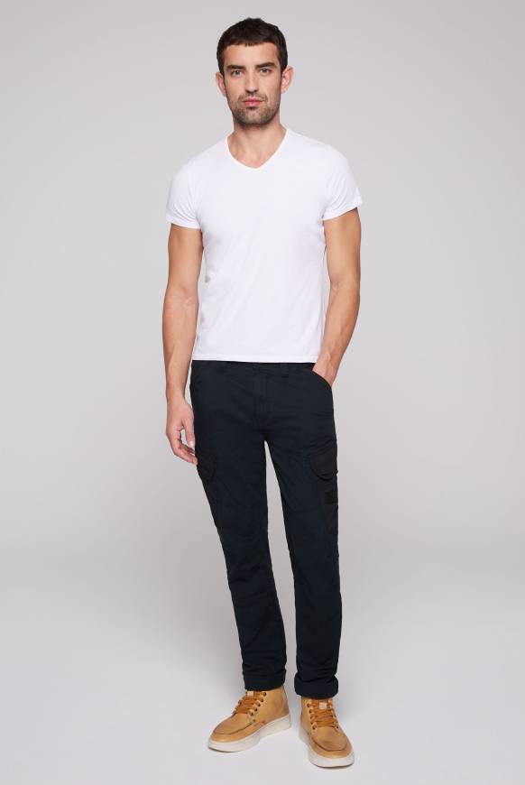 Soccx Cargohose mit Taschen im tonigen Materialmix blue navy Bis zu 60% Rabatt