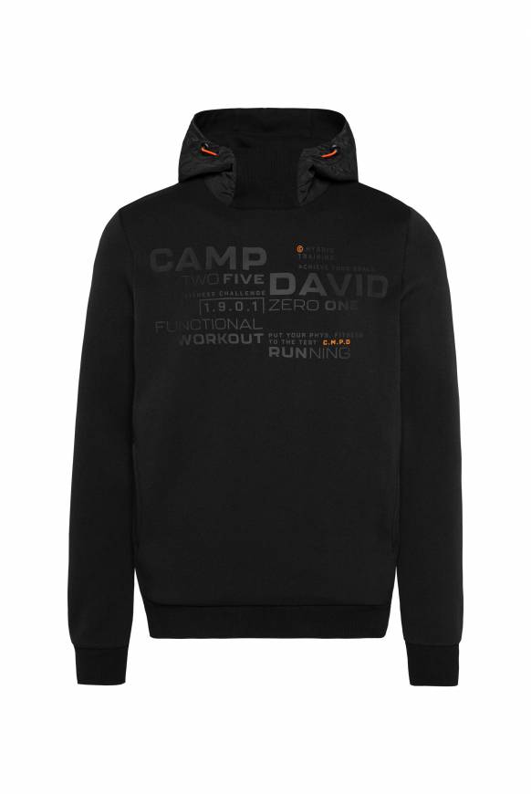 Soccx Hoodie im Materialmix mit Artwork und Rückentasche black Begrenzt auf 3 Tage