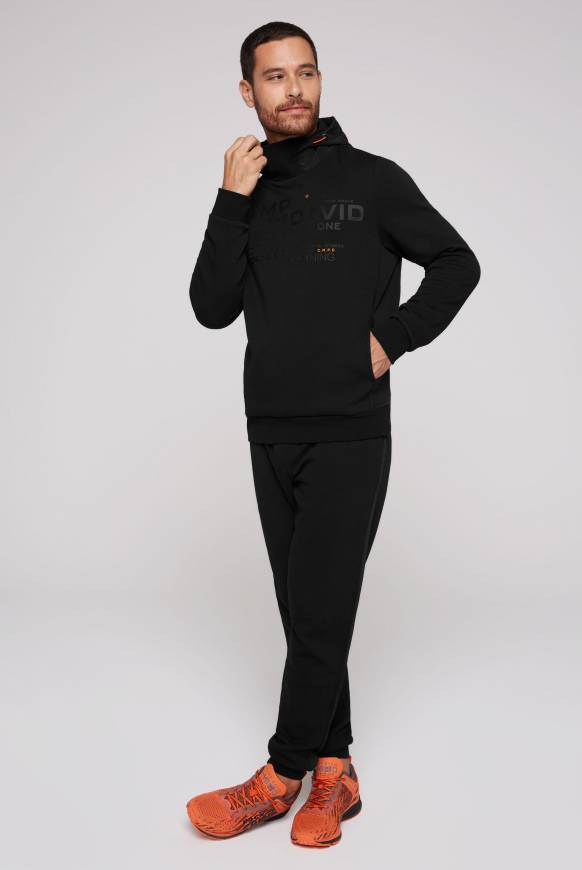 Soccx Hoodie im Materialmix mit Artwork und Rückentasche black Begrenzt auf 3 Tage