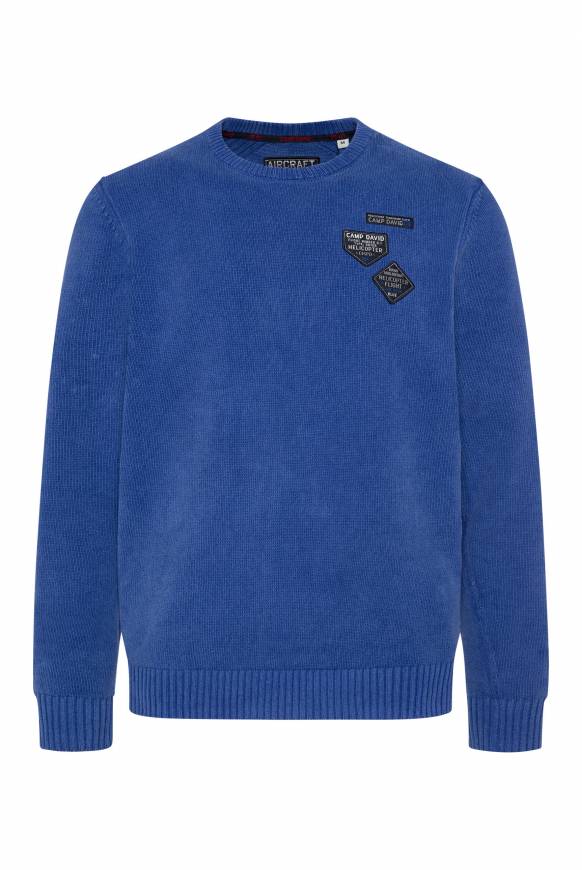 Soccx Chenille-Pullover Stone Washed mit Patches strong blue im Angebot