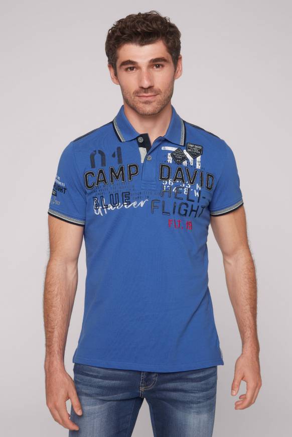 Soccx Pikee-Polo mit Label-Applikationen strong blue Meist gekauft