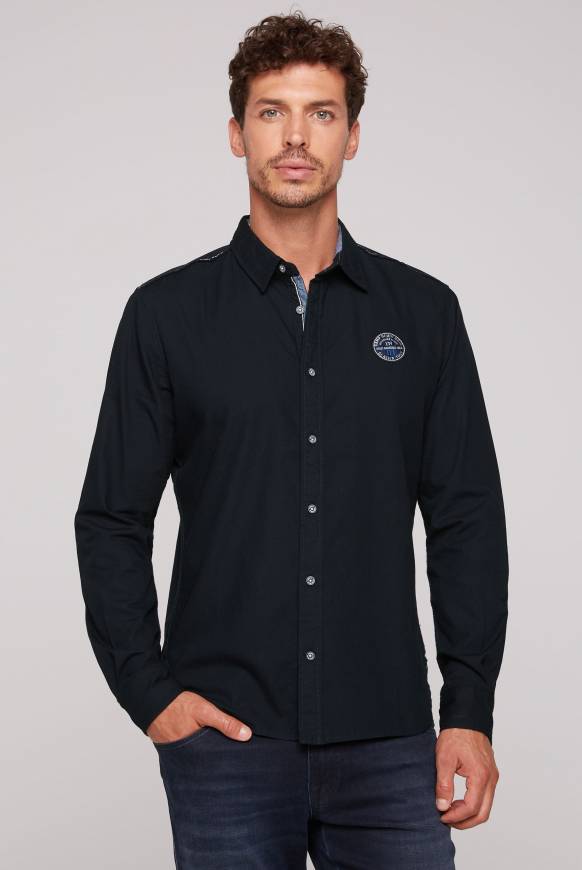 Soccx Langarmhemd mit Strukturstreifen blue navy Limitierter Zeitrabatt