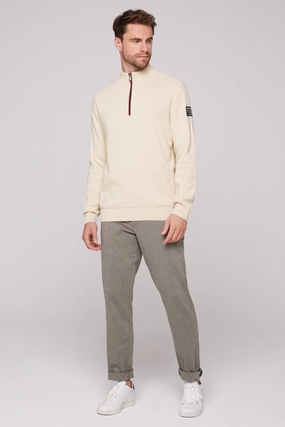 Soccx Troyer-Pullover mit Zipper-Detail ecru Fabrik Onlineshop