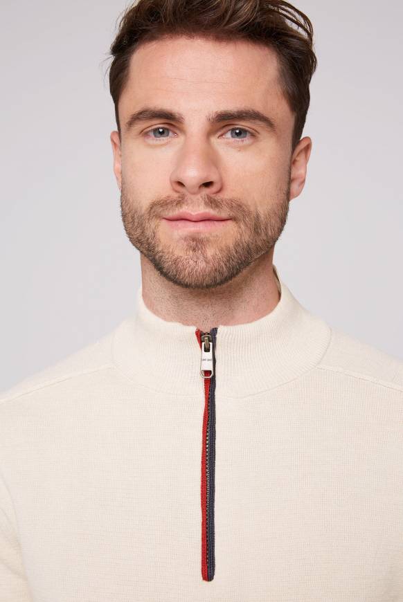 Soccx Troyer-Pullover mit Zipper-Detail ecru Fabrik Onlineshop
