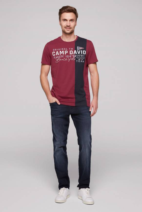 Soccx T-Shirt mit Color-Blocking und Artwork burgundy Preisnachlass