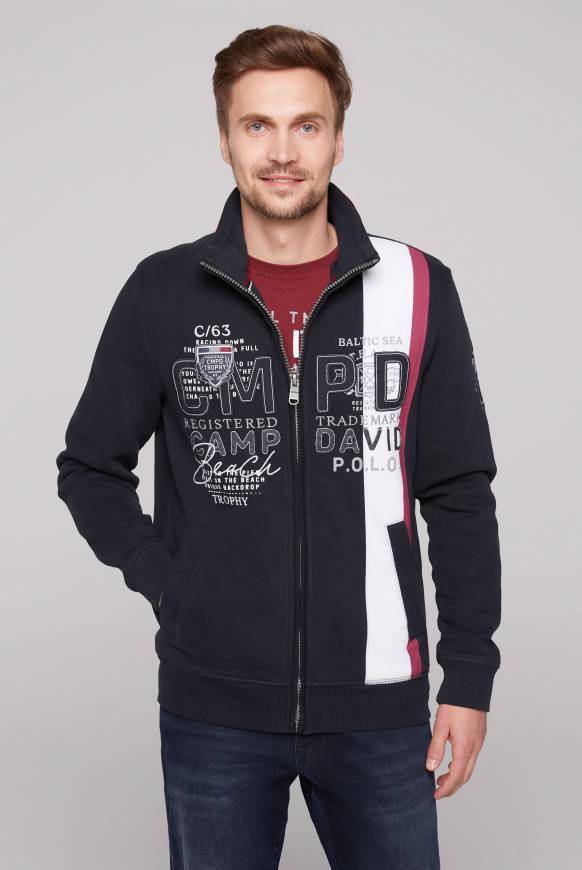 Soccx Sweatjacke mit Color-Blocking und Artworks blue navy Jubiläumsangebot