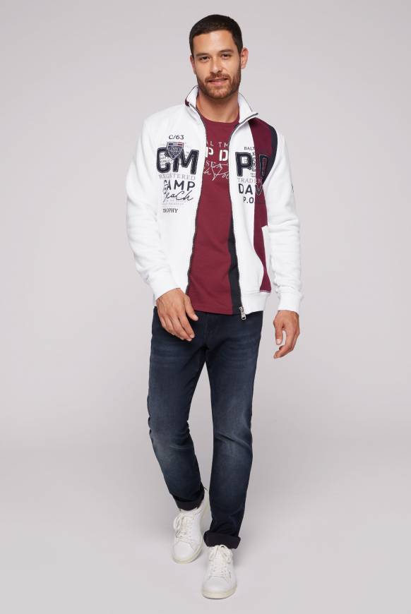 Soccx Sweatjacke mit Color-Blocking und Artworks opticwhite Lagerräumung
