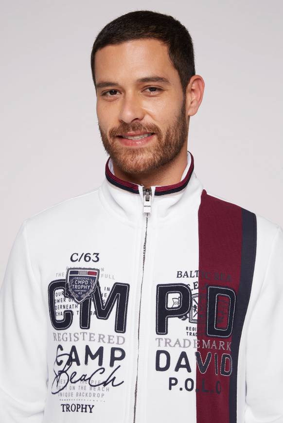 Soccx Sweatjacke mit Color-Blocking und Artworks opticwhite Lagerräumung