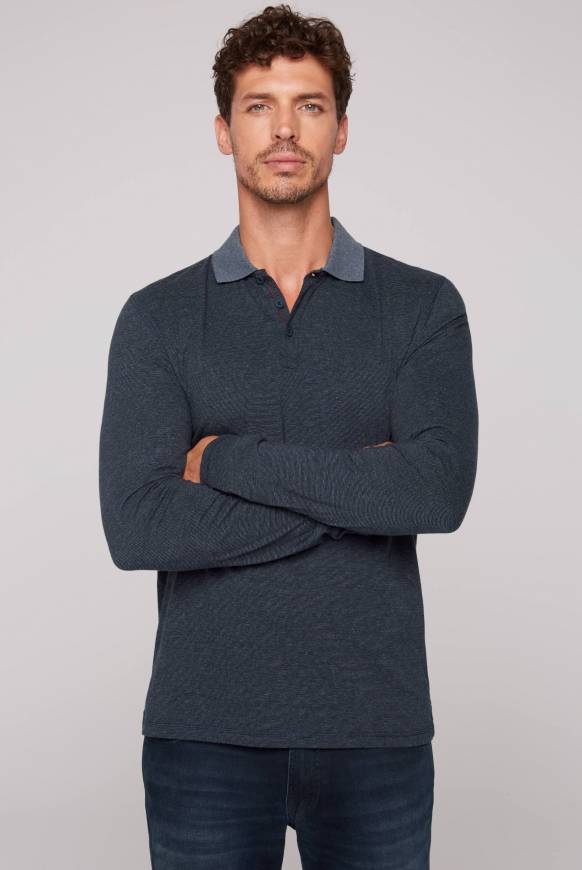 Soccx Langarmpolo mit feinem Streifen-Dessin blue navy Exklusive Angebote