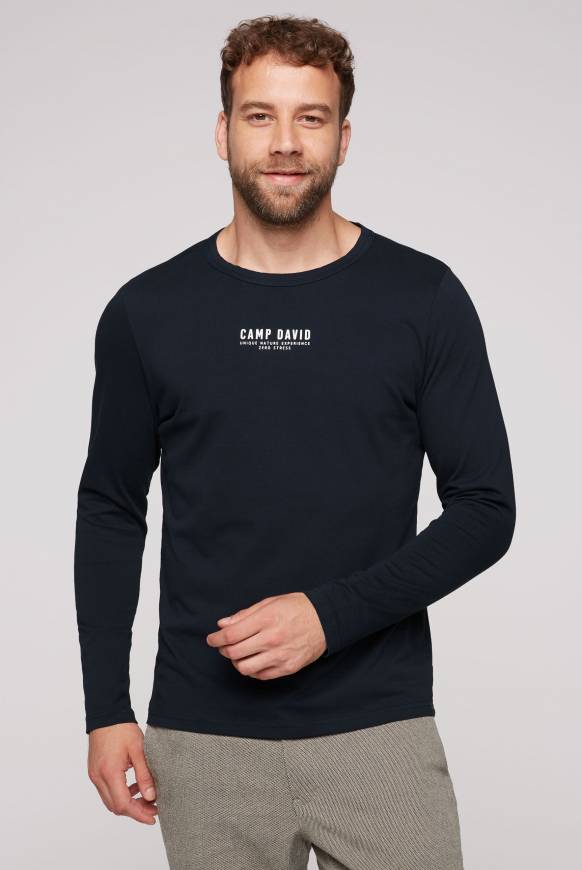 Soccx Longsleeve mit Logo Print blue navy Große Rabatte