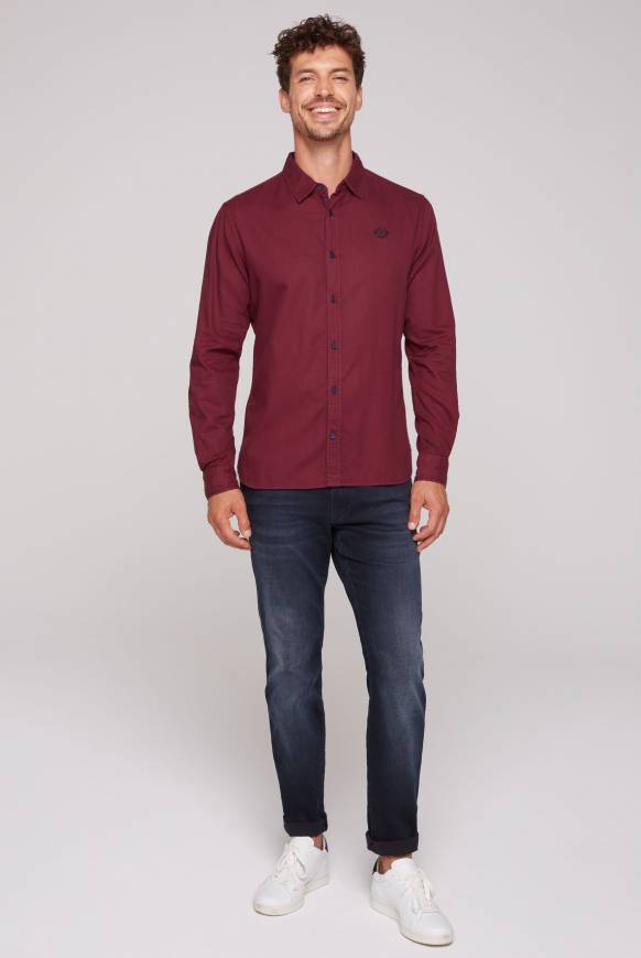 Soccx Langarmhemd mit Webstruktur burgundy Super Sparpreis