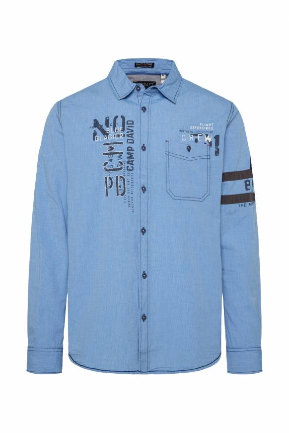 Soccx Fil à Fil Langarmhemd mit Label-Applikationen strong blue Riesige Rabatte