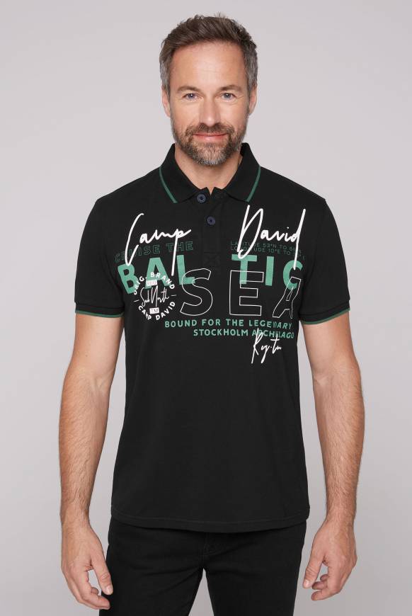 Soccx Poloshirt aus Pikee mit Rubber Print black Online