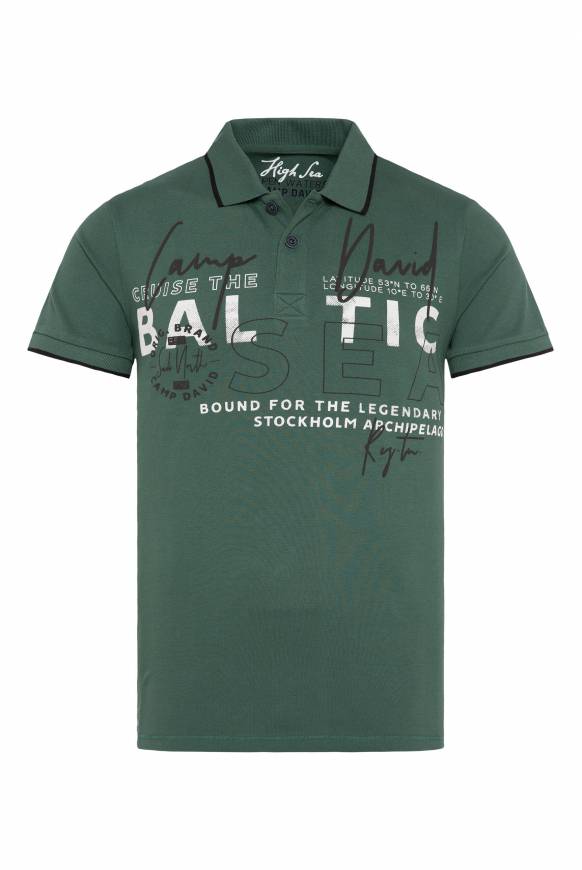 Soccx Poloshirt aus Pikee mit Rubber Print dark green Auslauf
