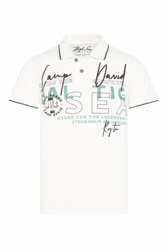 Soccx Poloshirt aus Pikee mit Rubber Print ivory Verkauf