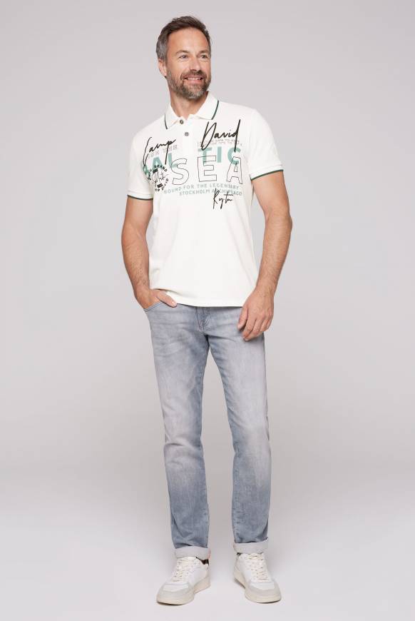 Soccx Poloshirt aus Pikee mit Rubber Print ivory Verkauf