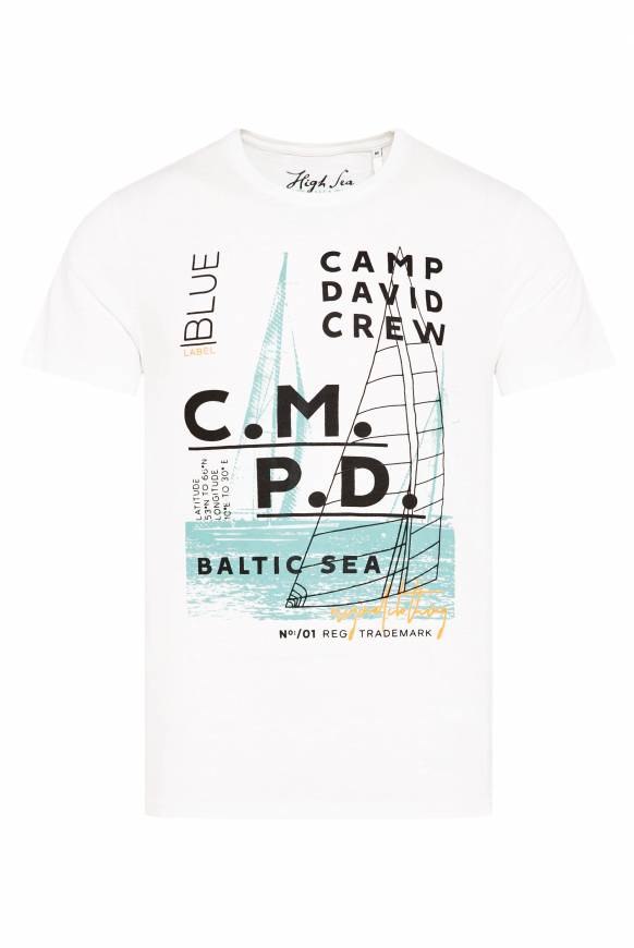 Soccx T-Shirt mit Photoprint und Rubber-Details ivory im Angebot