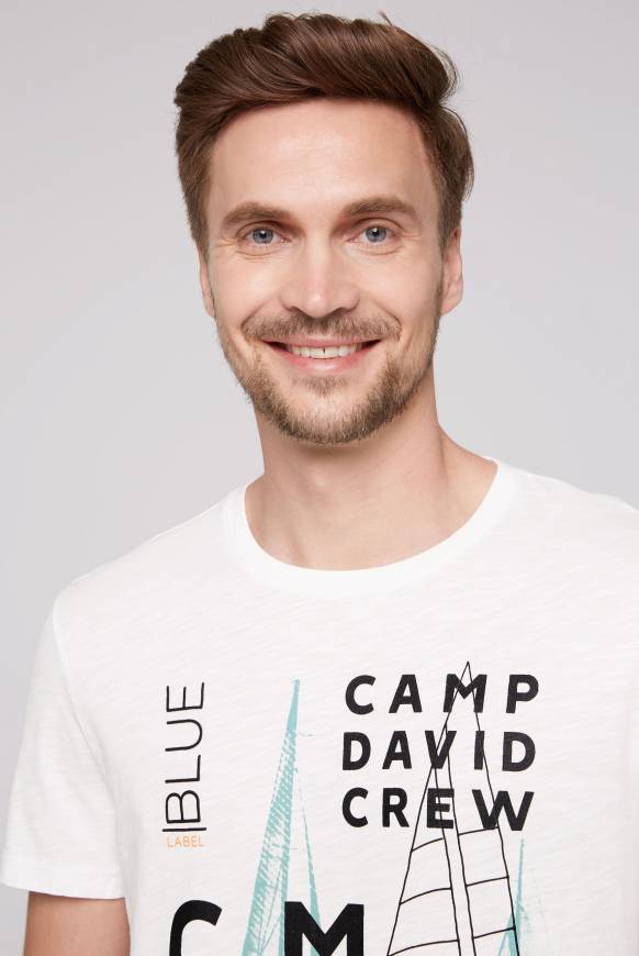 Soccx T-Shirt mit Photoprint und Rubber-Details ivory im Angebot