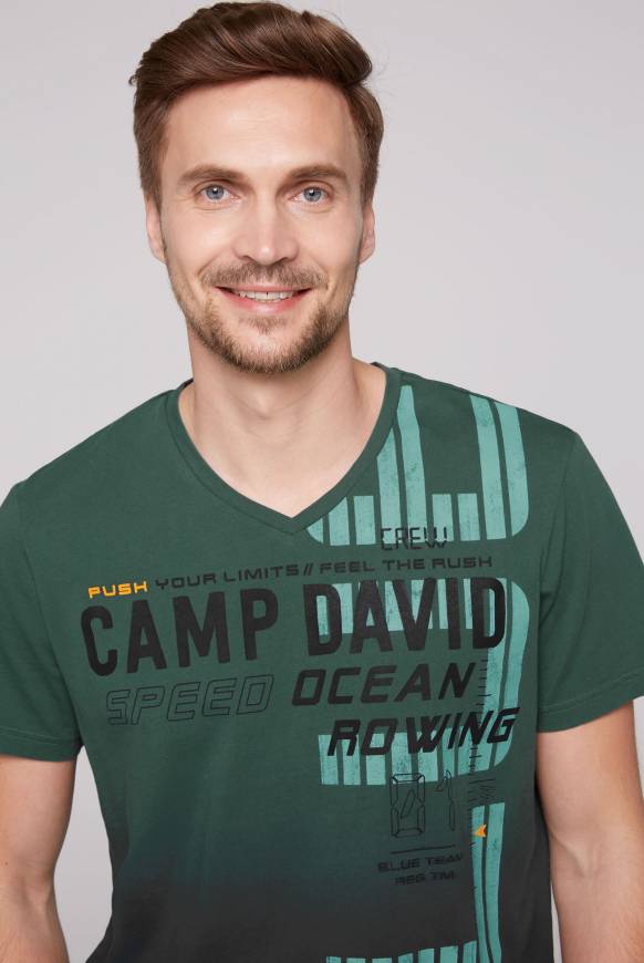 Soccx V-Shirt Dip Dye mit Label Print dark green M Schlussverkauf