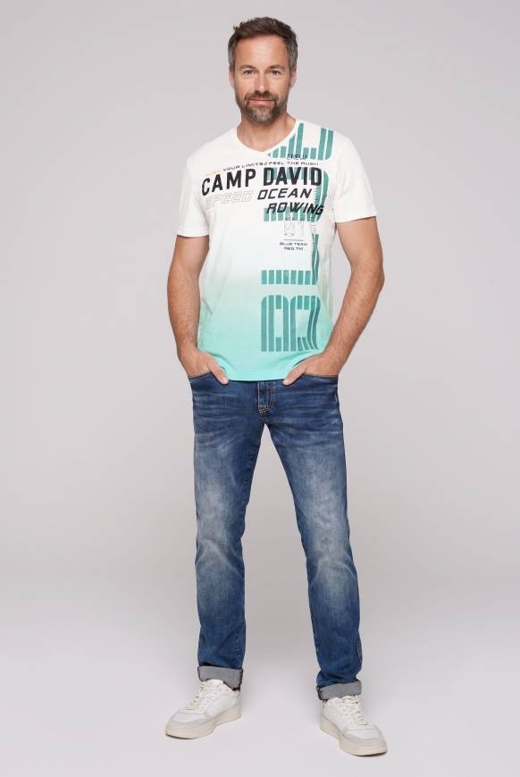 Soccx V-Shirt Dip Dye mit Label Print ivory M Günstiger Verkauf