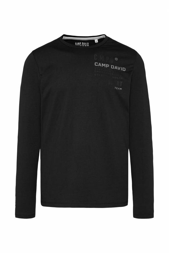 Soccx Langarmshirt mit reflektierendem Rücken-Print black Fabrikverkauf