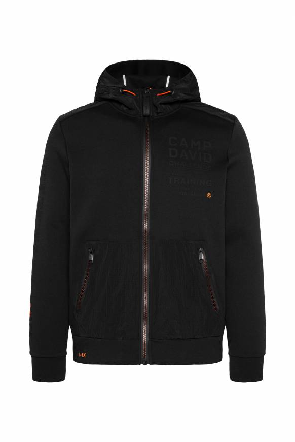 Soccx Kapuzensweatjacke im Materialmix mit Rubber Prints black Sonderangebot