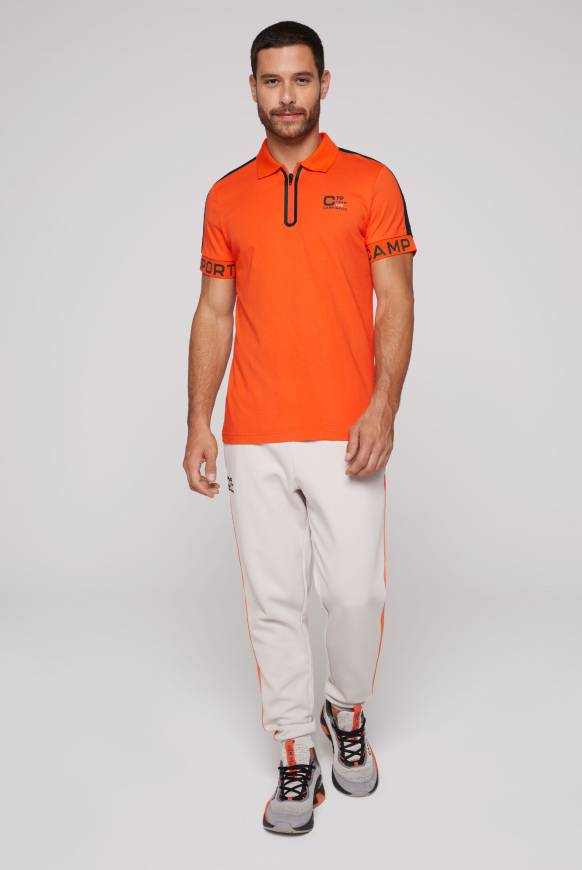 Soccx Poloshirt mit Zipper und kontrastvollen Prints signal orange Cyber Monday
