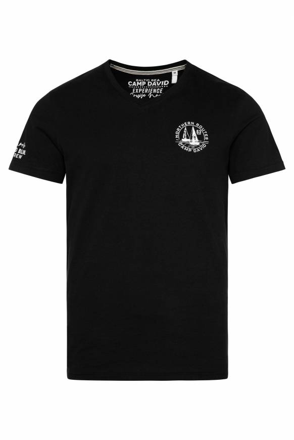 Soccx V-Shirt mit kleinen Rubber Prints black Top Angebot