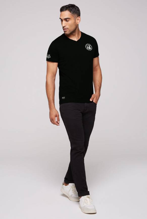 Soccx V-Shirt mit kleinen Rubber Prints black Top Angebot