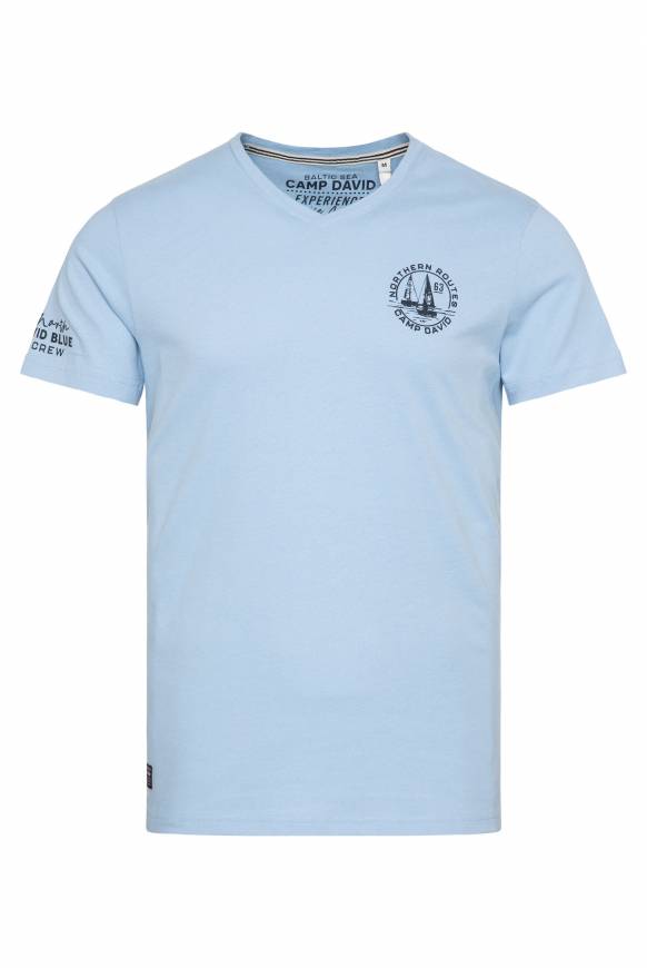Soccx V-Shirt mit kleinen Rubber Prints summer blue Neueste Mode