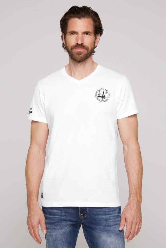 Soccx V-Shirt mit kleinen Rubber Prints opticwhite Online Outlet