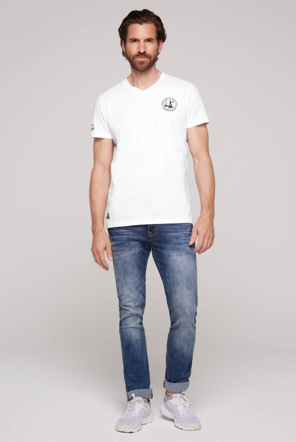 Soccx V-Shirt mit kleinen Rubber Prints opticwhite Online Outlet