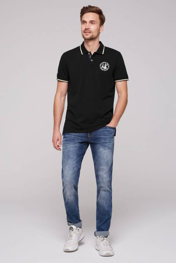 Soccx Pikee-Polo mit Tipping-Effekten black Große Rabatte