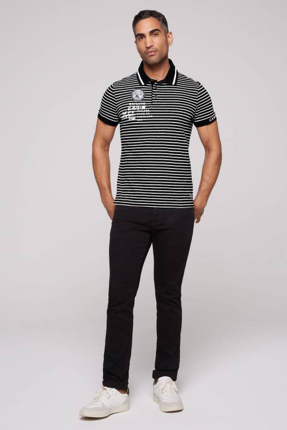 Soccx Streifen-Polo mit Logo Details black Bestseller