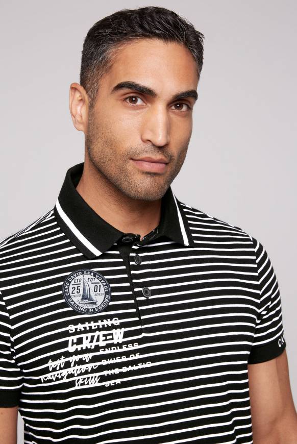 Soccx Streifen-Polo mit Logo Details black Bestseller
