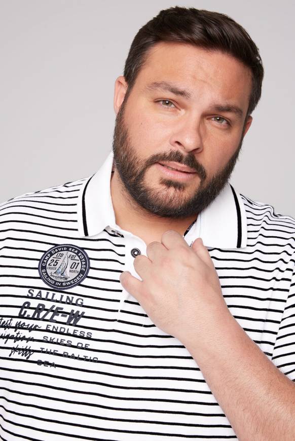Soccx Streifen-Polo mit Logo Details opticwhite Saisonale Angebote
