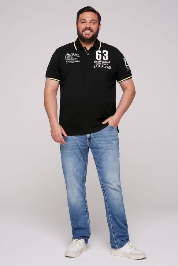 Soccx Kurzarmpolo Pikee mit Logo Artworks black Räumungsverkauf