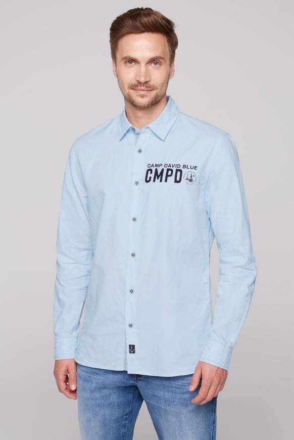 Soccx Oxford-Langarmhemd mit Logo-Stickereien summer blue Super Sparpreis