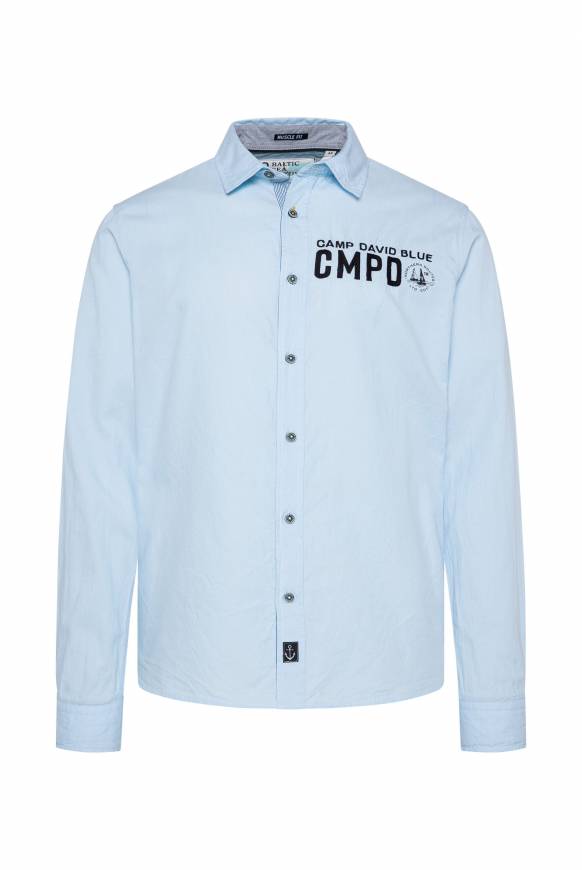 Soccx Oxford-Langarmhemd mit Logo-Stickereien summer blue Super Sparpreis