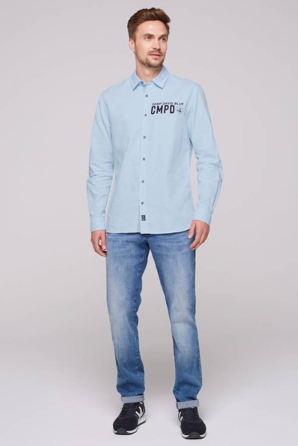 Soccx Oxford-Langarmhemd mit Logo-Stickereien summer blue Super Sparpreis