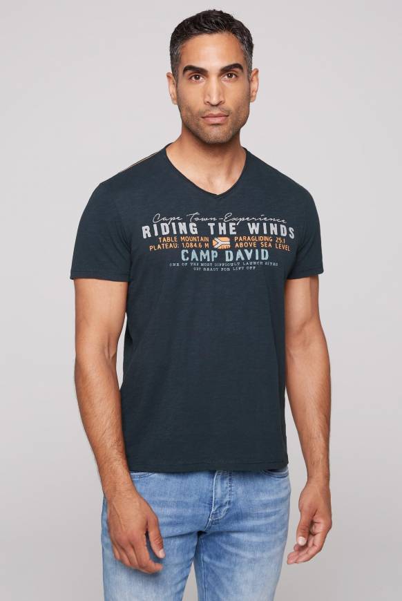 Soccx V-Shirt mit Flockprint blue navy Begrenzte Freigabe