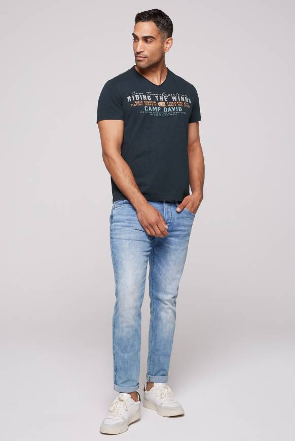 Soccx V-Shirt mit Flockprint blue navy Begrenzte Freigabe