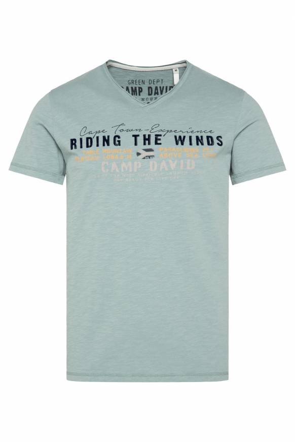 Soccx V-Shirt mit Flockprint teal Letzte 3 Tage