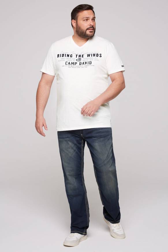 Soccx V-Shirt mit Flockprint ivory JETZT KAUFEN