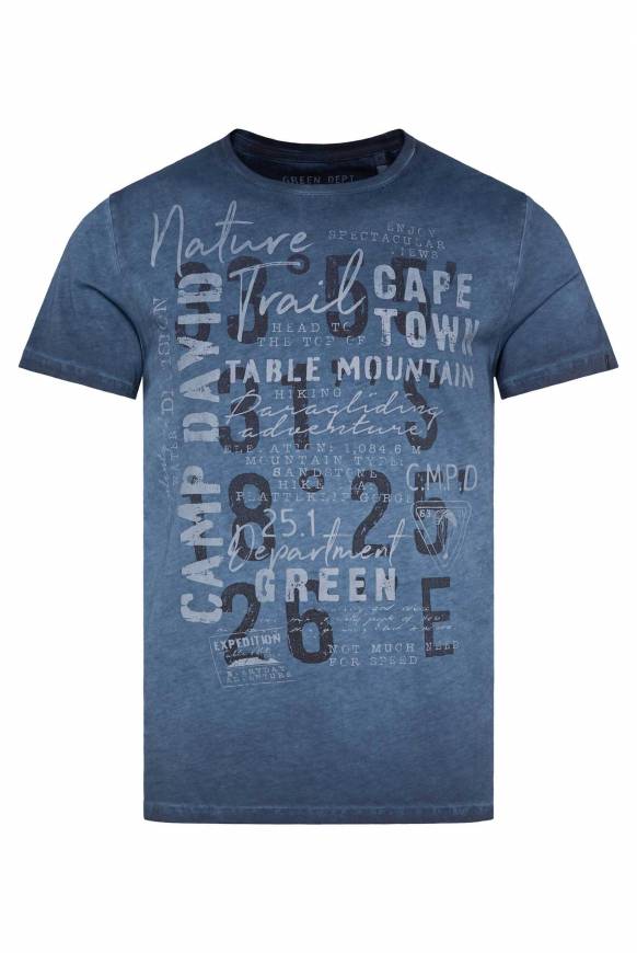 Soccx Rundhalsshirt Oil Dyed mit Label Print blue navy Neueste Stile