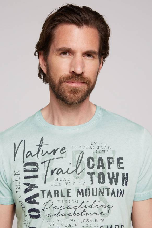 Soccx Rundhalsshirt Oil Dyed mit Label Print teal Letzte 2 Tage